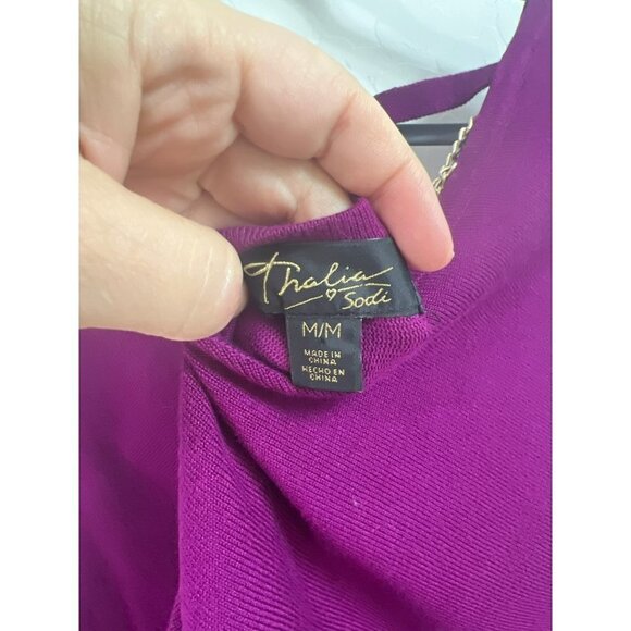 Thalia & Sodi M Jewelry Embellished Back Cold Shoulder Sweater Purple with 5 Gol - Picture 7 of 7